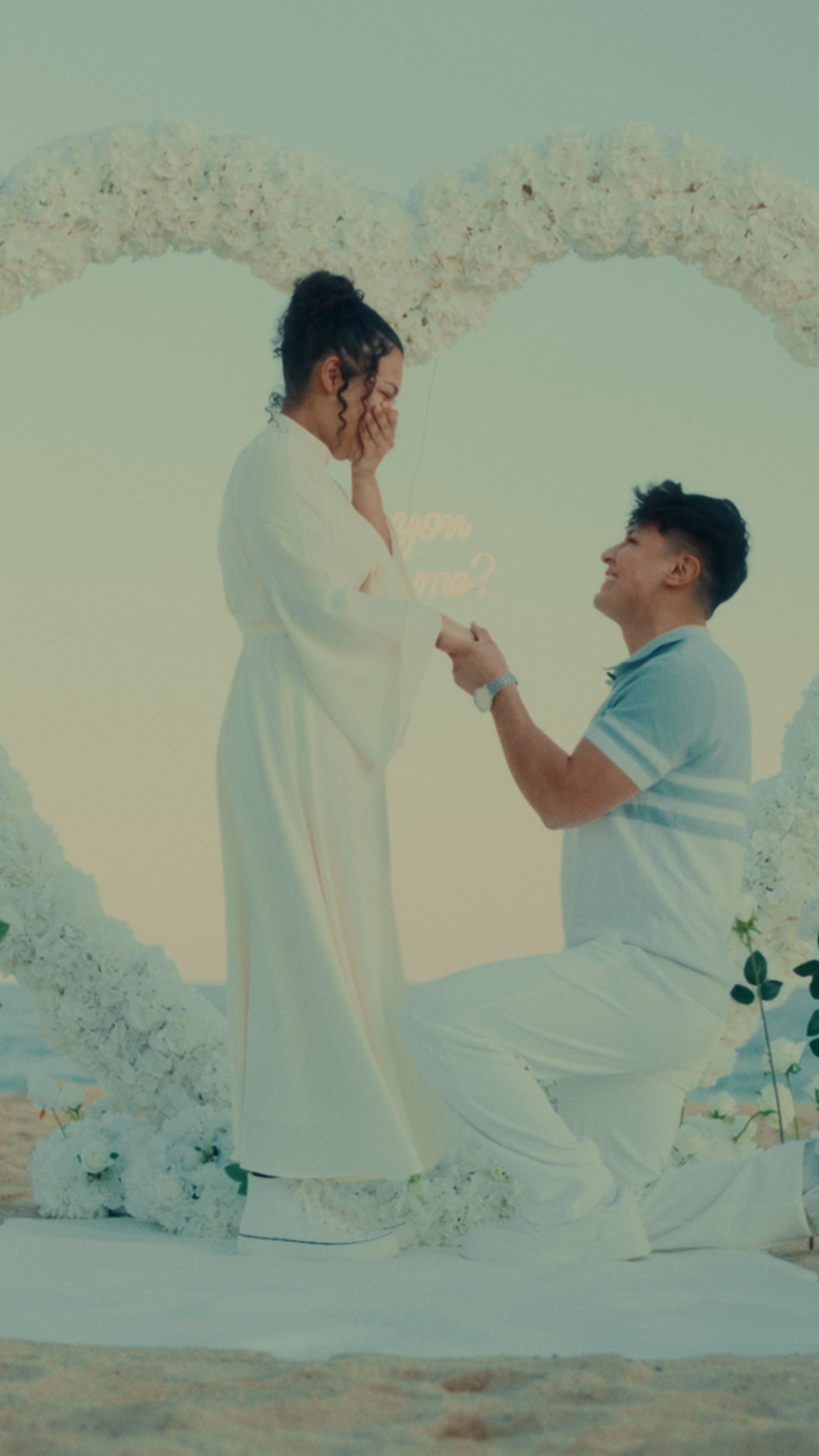 Romantic sunset proposal