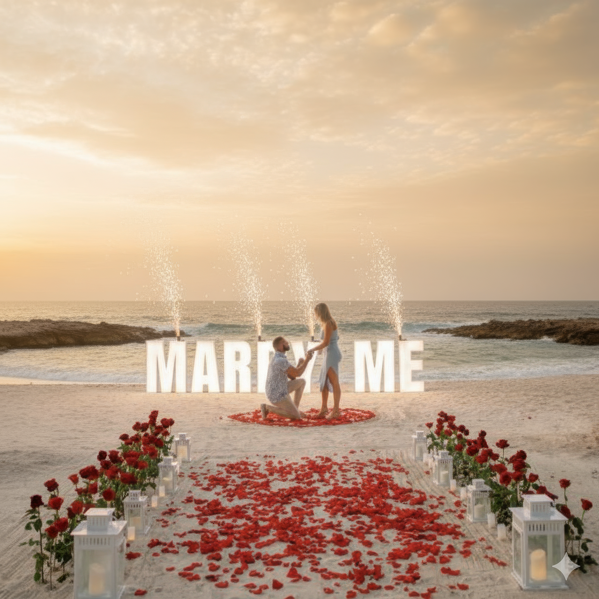 Romantic beach proposal